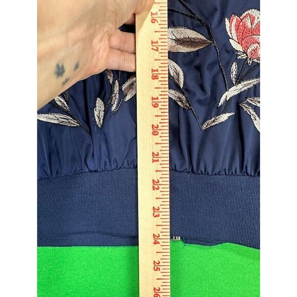 Torrid Embroidered Track Jacket Women's 0 Large Blue / White Floral - Picture 15 of 16